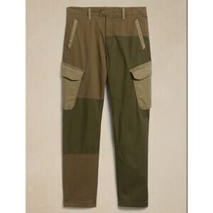 BANANA REPUBLIC | Men's Colorblock Olive Drab Khaki Cargo Pants | 32 x 32